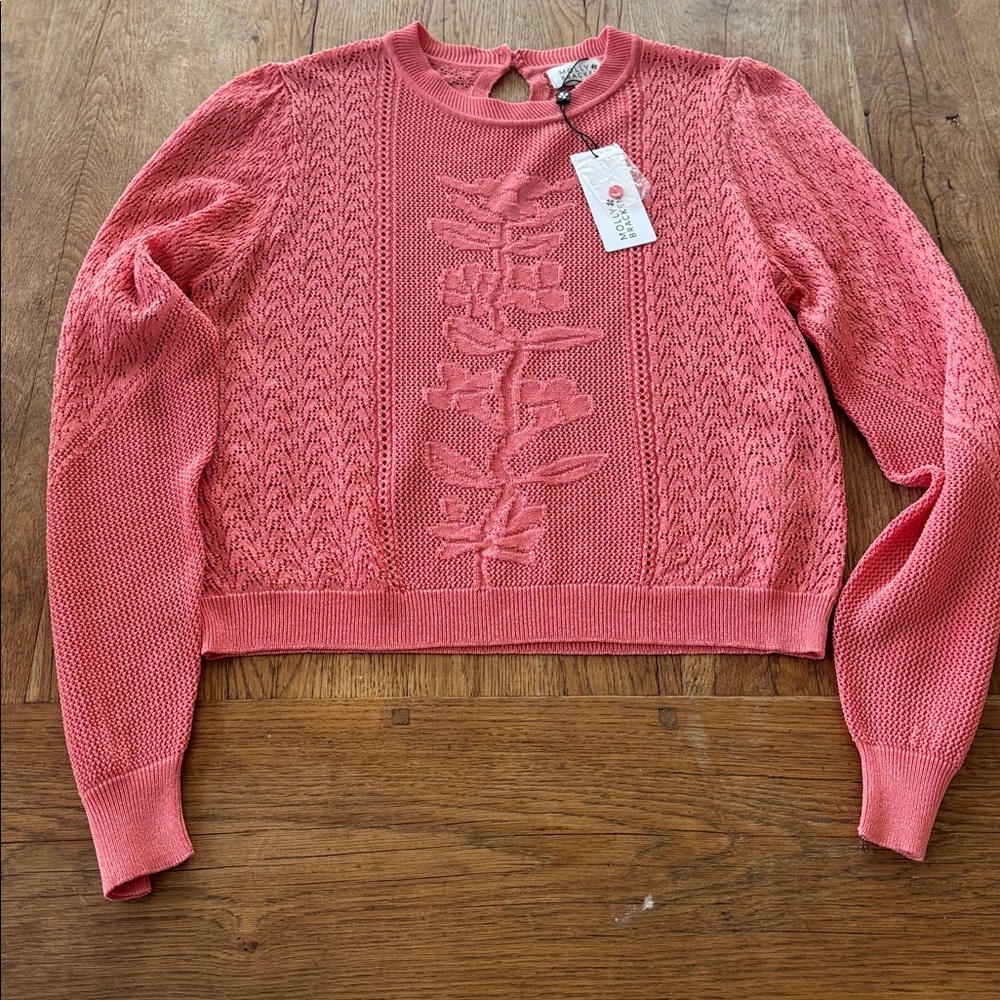 Anthropology Molly Bracken Peach Knit Sweater NWT
